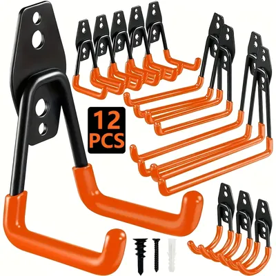 2pcs Wall Hook Sturdy Garage Hooks Practical Steel Garage Storage Hooks Wall Mounted Garage Hooks Organizers Storage Supplies