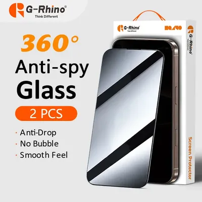 G-Rhino 1/2PCS Privacy Screen Protector For iPhone 15 PRO XR X XS MAX Anti-Spy Tempered Glass For iPhone 16 11 12 13 14 Pro Max