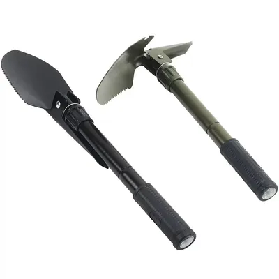 Backpacking Folding Shovel & Pick, Steel Folding Spade with Serrated Edge & Carry Case, Great for Camping, Fire Pits, Emergencie