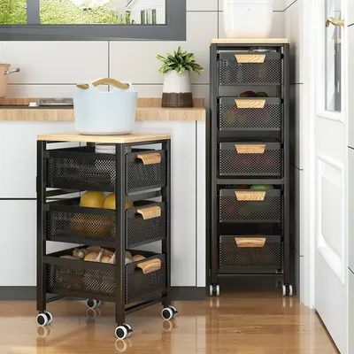 Movable Household Organizer Rack Storage Basket Multi Layer Vegetable Basket Removable Drawer Fruit Snack Storage Layer Shelf