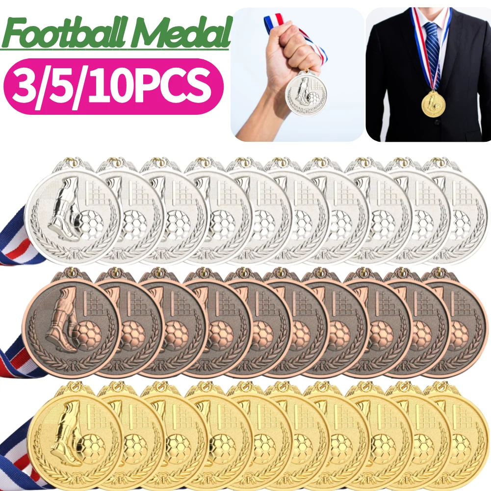 Wettkampfspiele Medaillen Zinklegierung Fußball Wettkampfmedaillen Verschleißfeste Sammlung Gold Silber Bronze Souvenir Geschenk Image