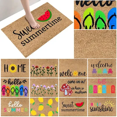 Foot Mat Summer Holiday Welcome Mat Doormat Indoor Outdoor Rug Non Slip Absorbent Floor Carpet Home Kitchen Bathroom Porch Rug