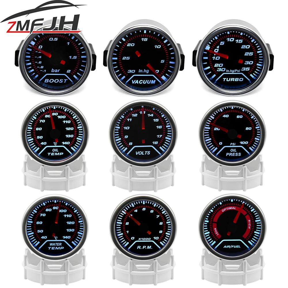 52mm Digital Auto Turbo Boost Öl Temp Wasser Temp Öl Presse Gauge Spannung RPM Meter Luft Kraftstoff Verhältnis EGT meter Für 12V Auto Image