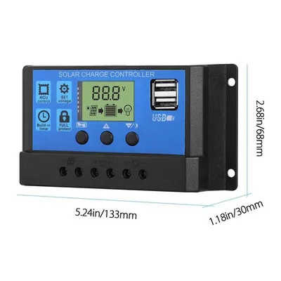 Solar Charge Controller 10A 20A 30A 40A 50A 60A 100A LCD Display Dual USB Auto Solar Panel Charger Regulator for Battery System