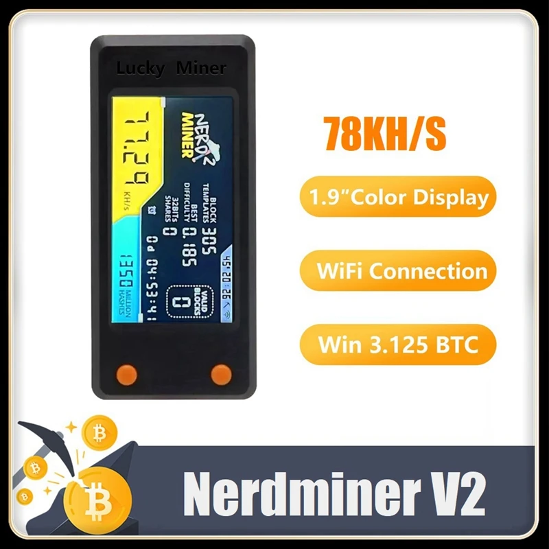 Neu-Nerdminer V2 78KH/S BTC Solo Lottery Miner mit LCD-Display Bitcoin BTC Crypto Miner ASIC Mining Miner Silent Miner Image