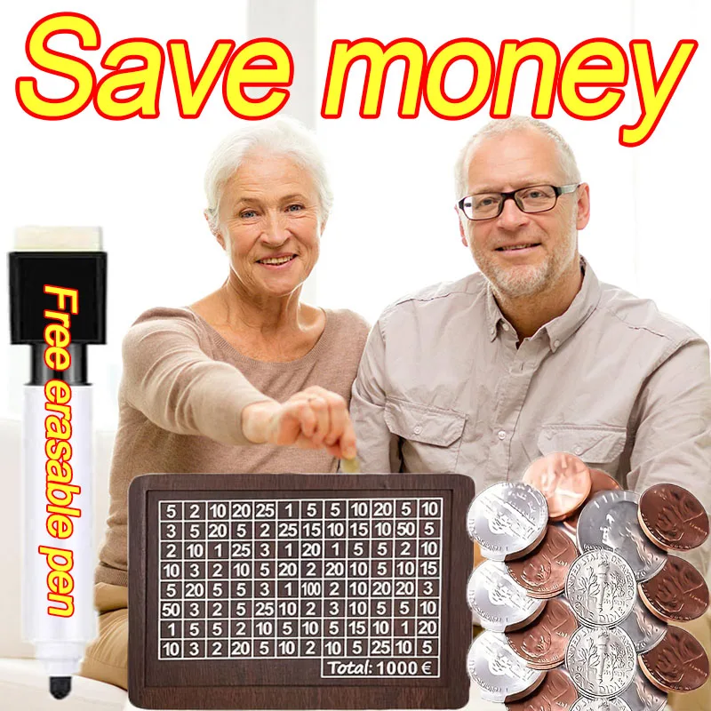 1000/3000/5000/10000 Euro Spardose Holz Sparschwein Wiederverwendbare Geld Tresor Sparbox Herausforderung Bargeld Aufbewahrungskoffer Kinder