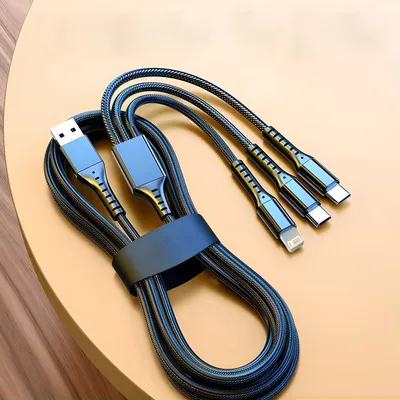 3 In 1 USB Charger Fast Charging Cable Type C Micro IOS Multi Charger Cable for iPhone Huawei Samsung Nylon Braided Cord