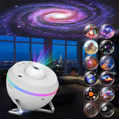 New Galaxy Projector Night Light 13 in 1 HD Star Projector with Timer Meteor RGB Lighting for Bedroom Christmas Halloween Party