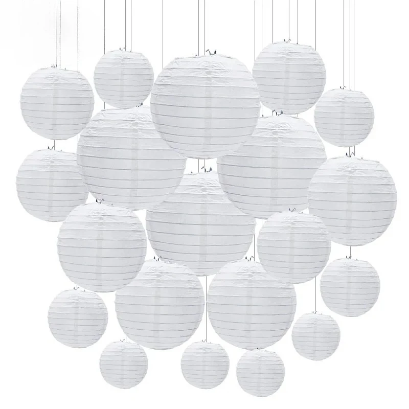 5PCS weiße kugelförmige Papierlaternen können bemalt werden DIY PaintedFestive Partys Party Atmosphäre Supplies Image