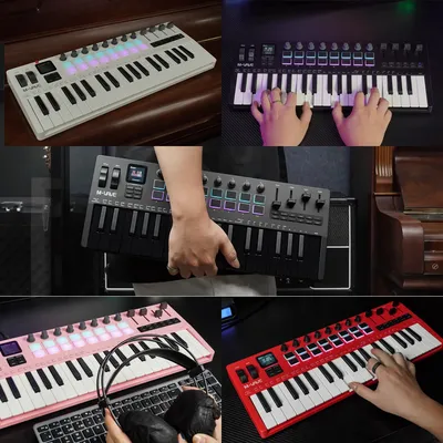 M-VAVE SMK-37 Pro 37-Key MIDI Controller Portable Built-in Synthesizer Keyboard Digital With 16 RGB Pads 8 Knobs 37-Key keyboard