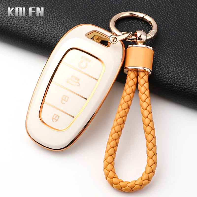 Mode TPU Auto Schlüssel Fall Abdeckung Für Hyundai Tucson Solaris Sonata Hybrid NEXO NX4 Santafe Dn8 4 Tasten Geschützt Schlüsselbund Shell Image