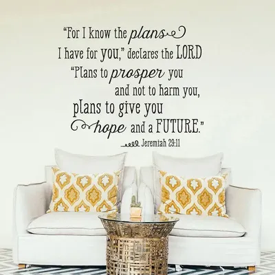 Bible Verse Quote Wall Decal Jeremiah 29:11 Wall Sticker I Know The Plans I Have for You Quote Vinyl Murals Home Decor H455