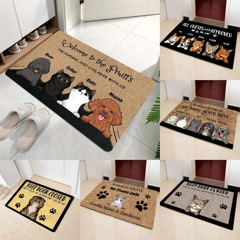 Funny Cute Cat Welcome Doormat Machine Washable Anti-slip Floor Mat Home Decor Living Room Bedroom Kitchen Entrance Foot Mats