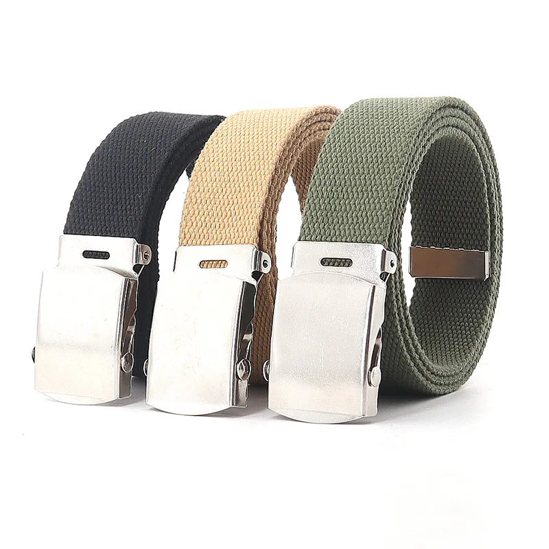 Neue Mode männer Leinwand Gürtel Silber Legierung Schnalle Casual frauen Gürtel 3,8 cm Design Unisex Für Jugendliche
