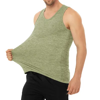 (S-2XL)Running Vest Men Gym Workout Tank Tops Quick Dry Breathable Seamless Sport Shirt Man Athletic Compression Activewear