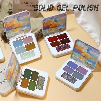 5-Farben Solid Nail Glue Jelly Cream Gum Palette Macaroon Maniküre Polish Pigment Pudding Gel Nagellack UV Gel Glitter Gel