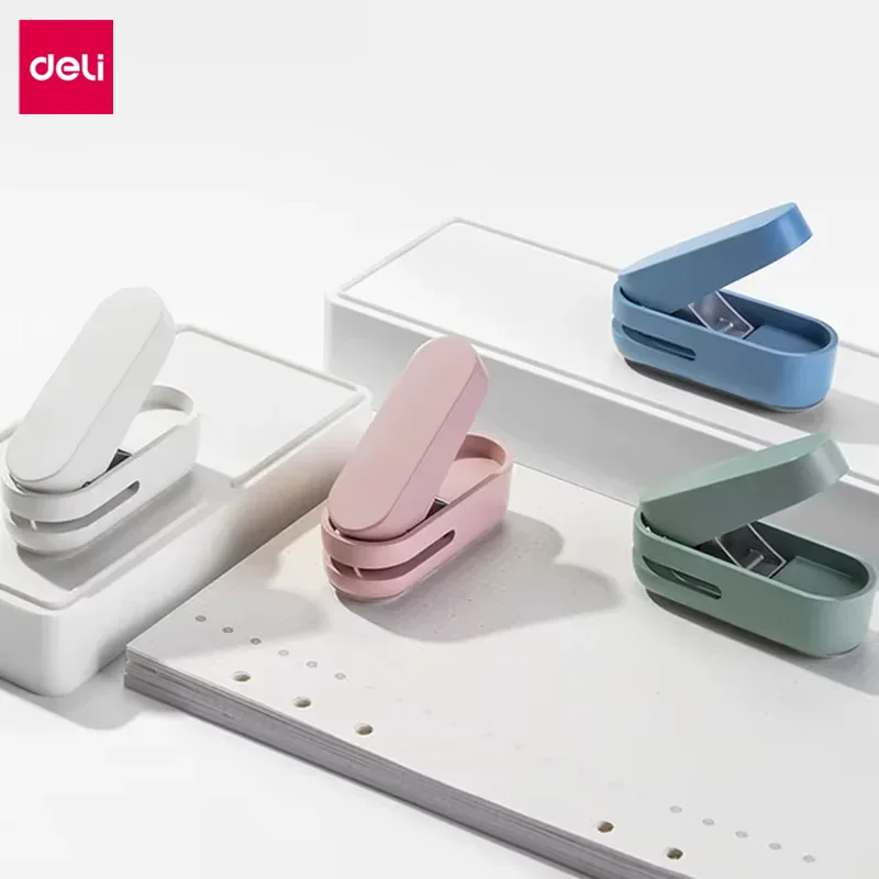 DELI Einloch-Papierstanzer, Mini-Größe 6 mm, Ticketstanzer, tragbares Bürowerkzeug zum Stanzen von Tickets, Gutscheinen, Karten, 4 Farboptionen Image