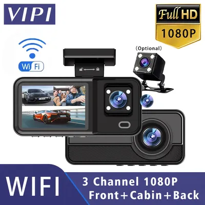 Wifi 3 Kamera Auto Dvr HD 1080P Mini Dash Cam Innen Fahrzeug Drei Weg Kanal DVR Recorder Video Registrator Dashcam Kamera