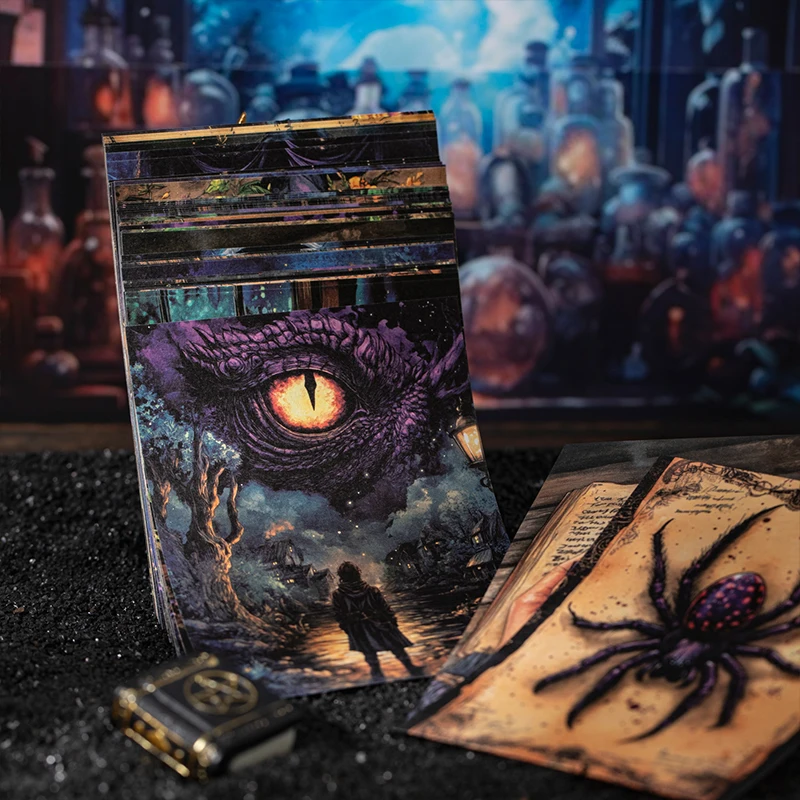 50 Stück The Witch's Magic Material Papier Ästhetik Scrapbooking DIY Dekorieren Journaling Vintage Briefpapier Ästhetisches Manuskript Image