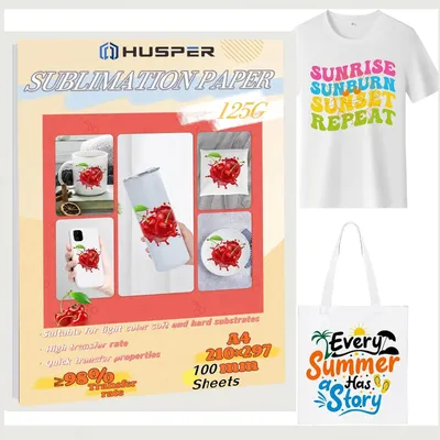 HUSPER 125G A4 100 Sheets Sublimation Paper Heat Transfer Paper Inkjet Printer With Sublimation Ink For Mug T-Shirt