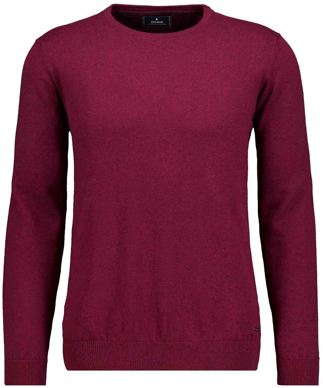 Rundhalspullover RAGMAN, Herren, Gr. 54, portwein, 696, 95% Baumwolle 5% Cashmere, Rundhals, Pullover Image