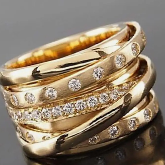 Anthropologie Jewelry | - - 18k Gold Vermil & White Topaz Ring Size 9 1/2 | Color: Gold/White | Size: 9 1/2