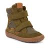 Barfußschuh FRODDO "BAREFOOT TEX WINTER", Kinder, Gr. 33, grün (khakifarben), Veloursleder, Textil, Basic, Schuhe, Klettschuh, Winterstiefel mit TEX-Membrane