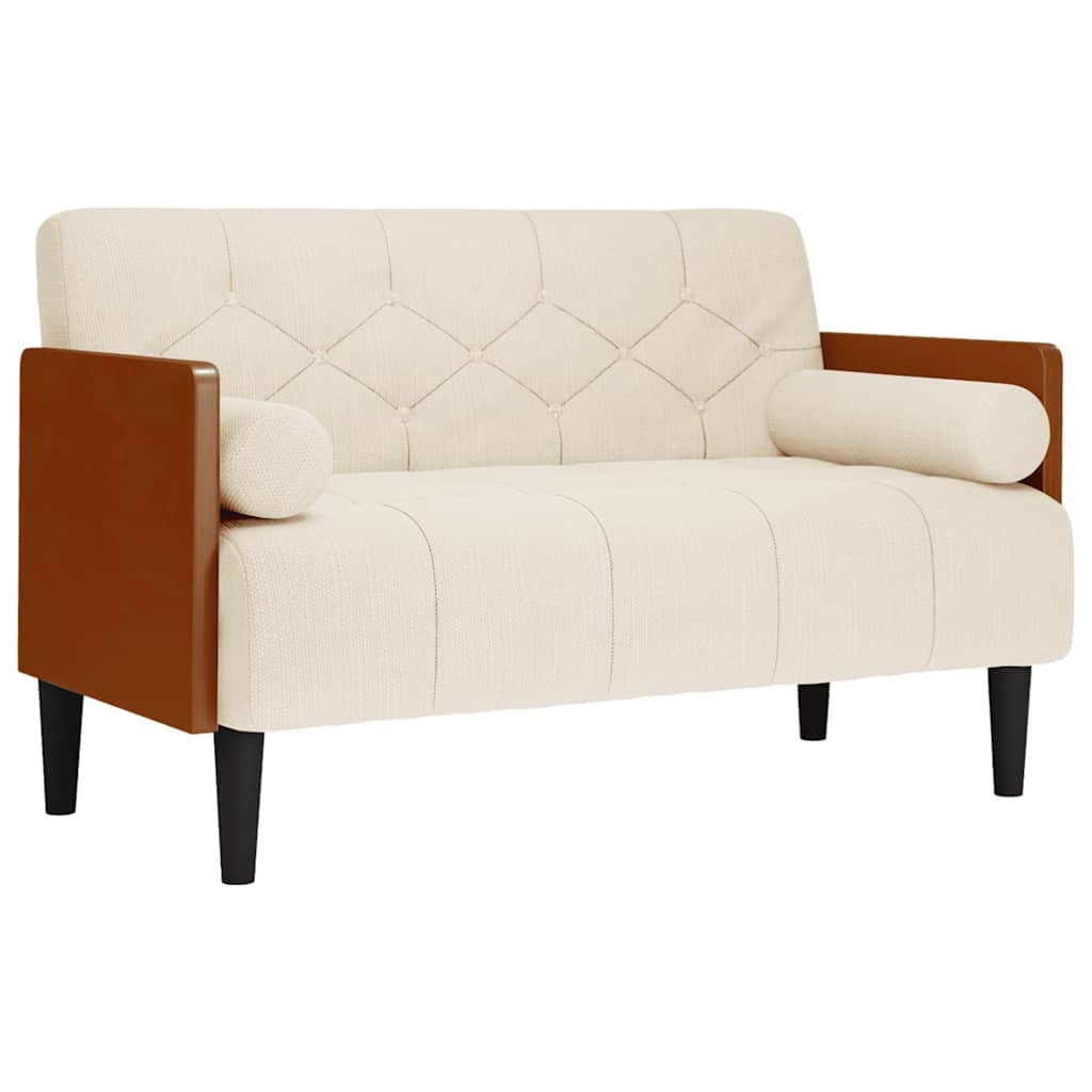vidaXL Zweisitzer-Sofa mit Nackenrollen 110 cm Leinen Image