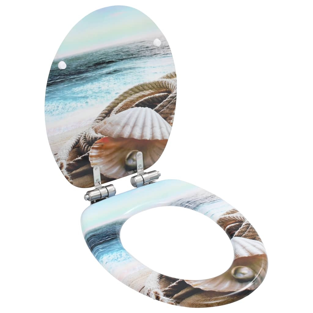 vidaXL Toilettensitz mit Soft-Close-Deckel MDF Muschel-Design Image