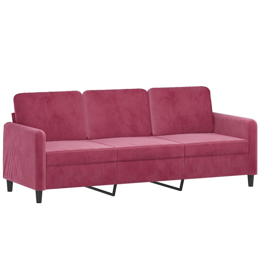 vidaXL 3-Sitzer-Sofa Weinrot 180 cm Samt Image