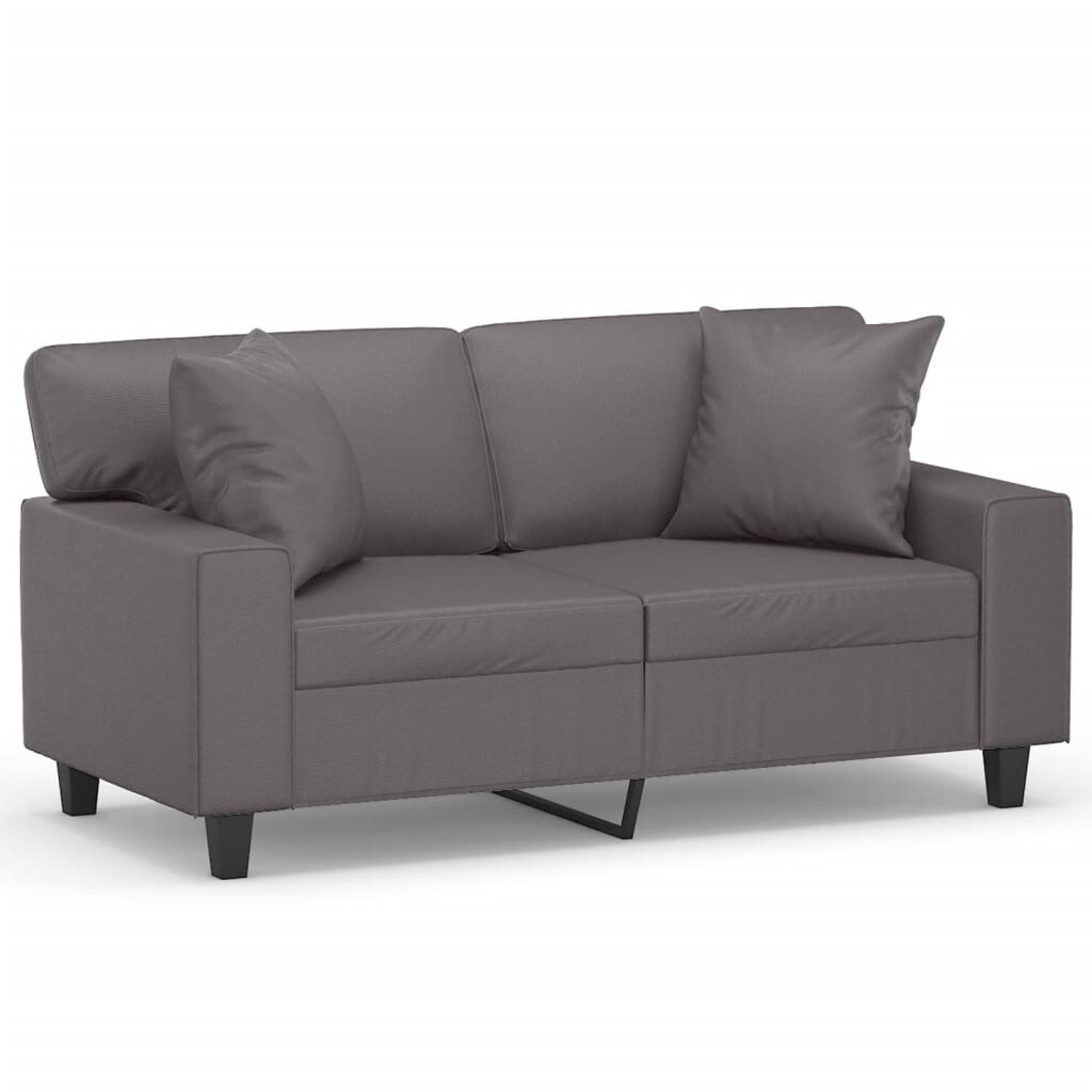 vidaXL 2-Sitzer-Sofa mit Zierkissen Grau 120 cm Kunstleder Image