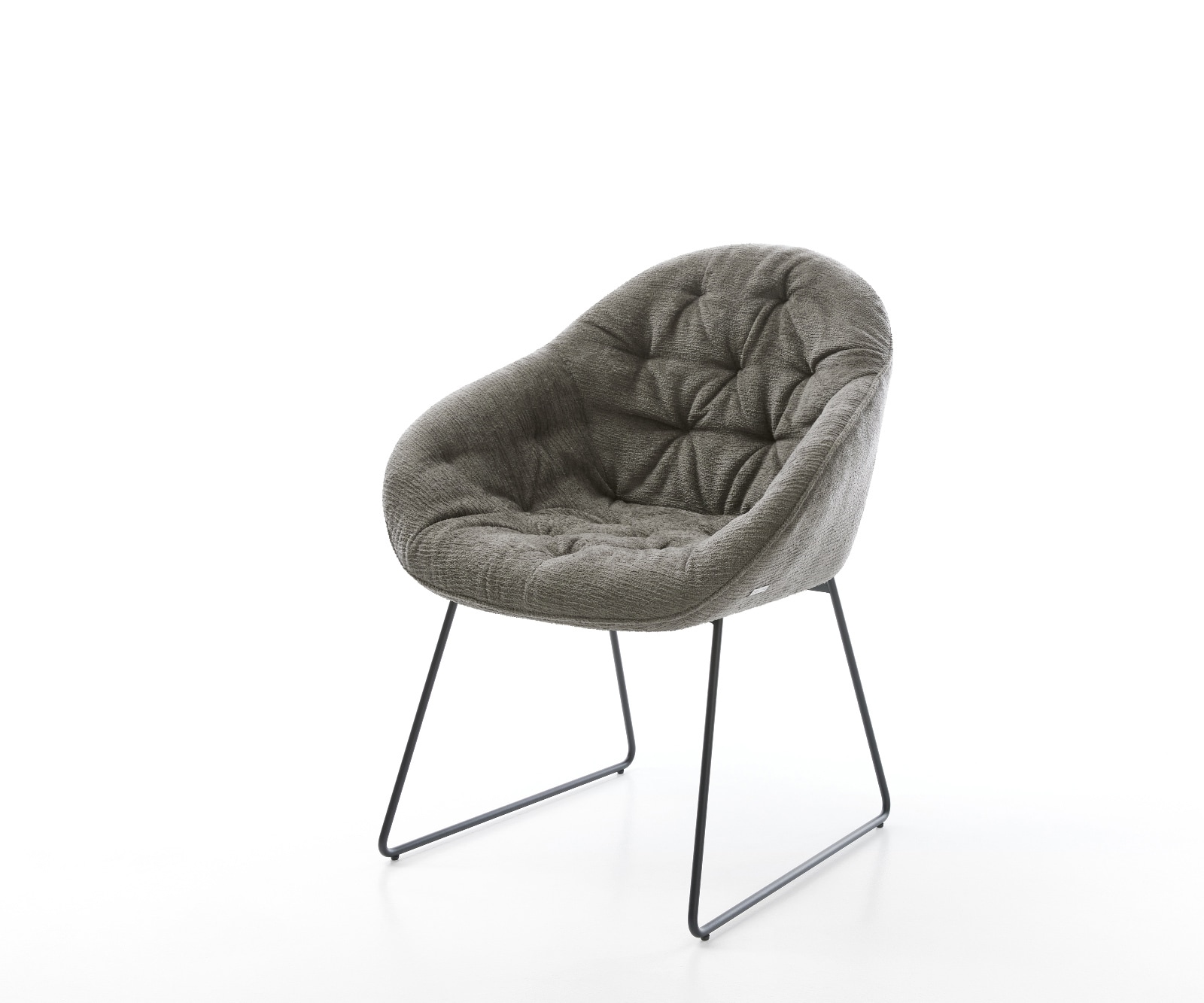DELIFE Esszimmerstuhl Gaio-Flex Bouclé Soft Schlamm Kufengestell Schwarz, Esszimmerstühle Image