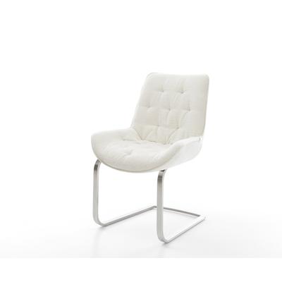 DELIFE Freischwinger Taimi-Flex Bouclé Soft Beige Freischwinger flach Edelstahl, Esszimmerstühle Image