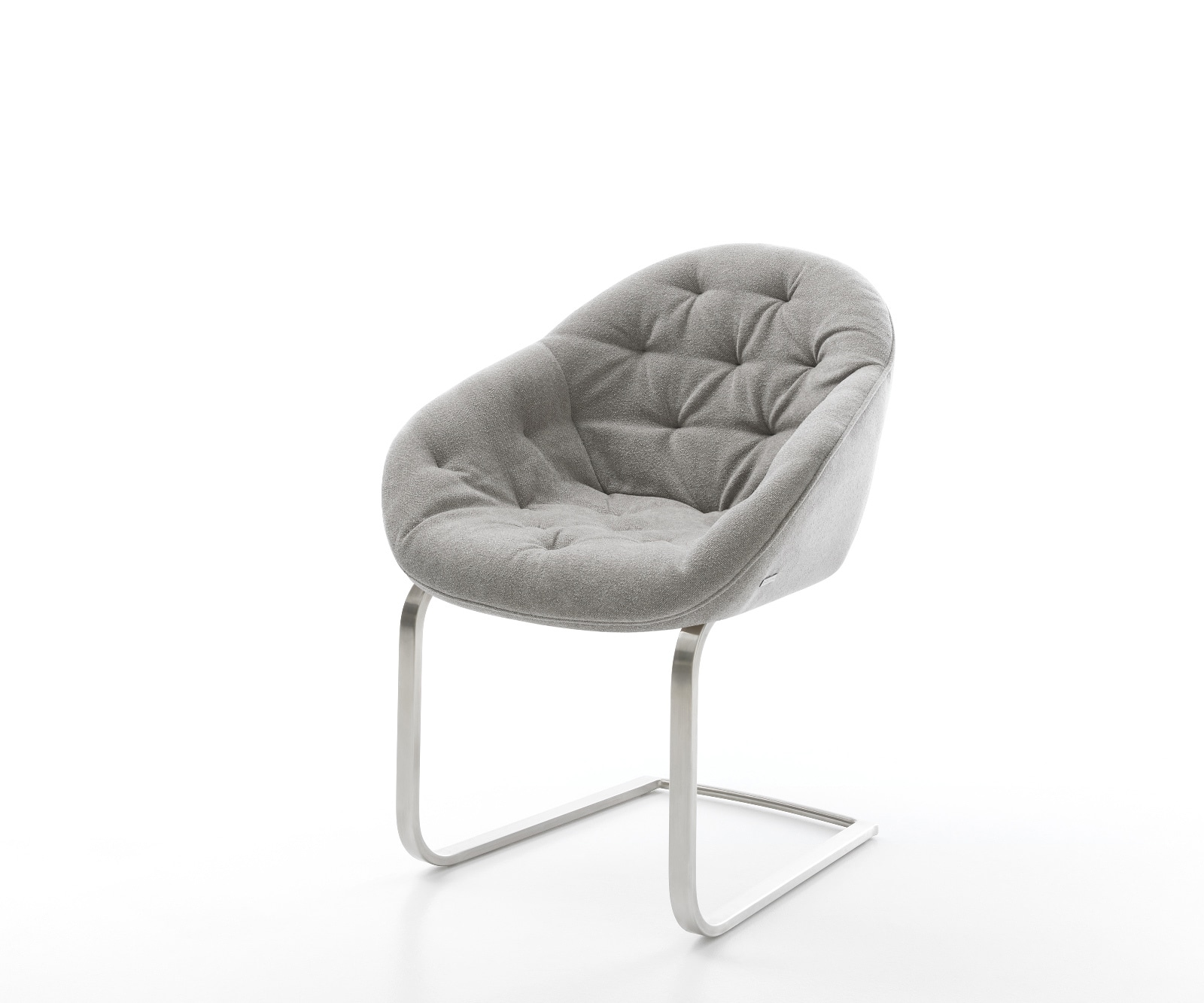 DELIFE Freischwinger Gaio-Flex Strukturstoff Soft Grau Freischwinger flach Edelstahl, Esszimmerstühle Image