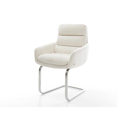 DELIFE Freischwinger Abelia-Flex mit Armlehnen Bouclé Soft Beige Freischwinger flach Edelstahl, Esszimmerstühle Image