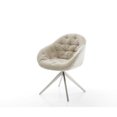 DELIFE Drehstuhl Gaio-Flex Webstoff Soft Beige Kreuzgestell breit Edelstahl 360° drehbar Wippfunktion, Esszimmerstühle Image