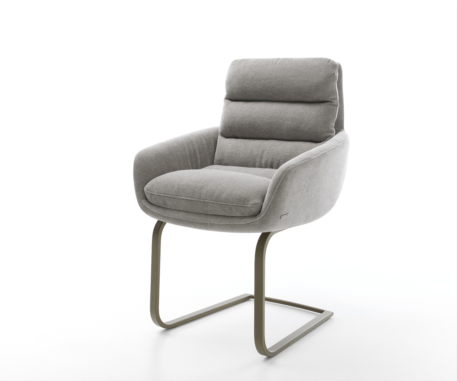 DELIFE Freischwinger Abelia-Flex mit Armlehnen Strukturstoff Soft Grau Freischwinger flach Effektfinish Titan, Esszimmerstühle Image