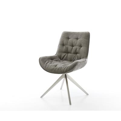 DELIFE Drehstuhl Taimi-Flex Bouclé Soft Schlamm Kreuzgestell breit Edelstahl 360° drehbar Wippfunktion, Esszimmerstühle Image