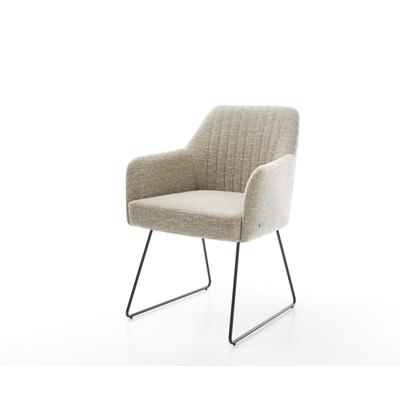 DELIFE Esszimmerstuhl Greg-Flex Webstoff Soft Beige Kufengestell Schwarz Taschenfederkern, Esszimmerstühle Image