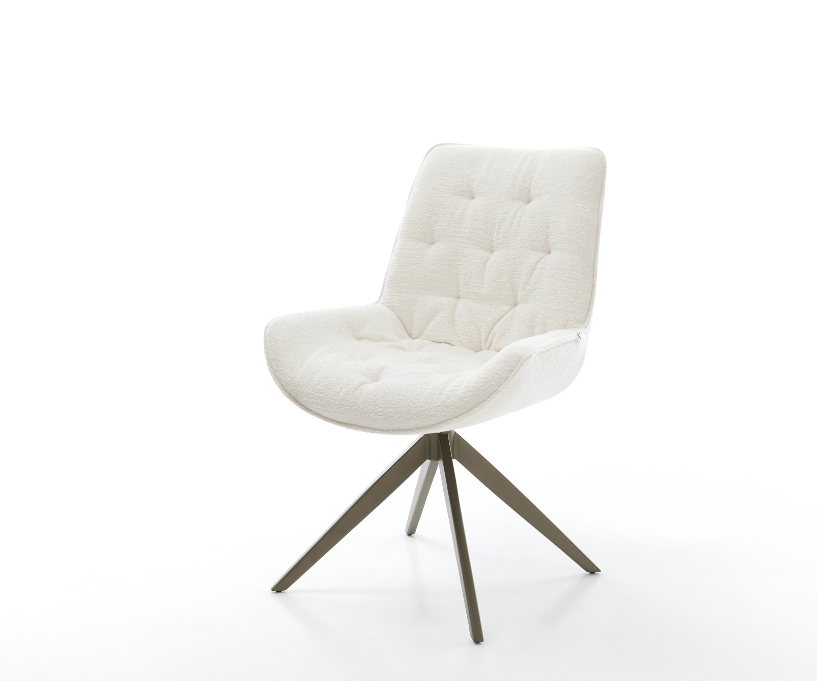 DELIFE Drehstuhl Taimi-Flex Bouclé Soft Beige Kreuzgestell breit Effektfinish Titan 360° drehbar Wippfunktion, Esszimmerstühle Image