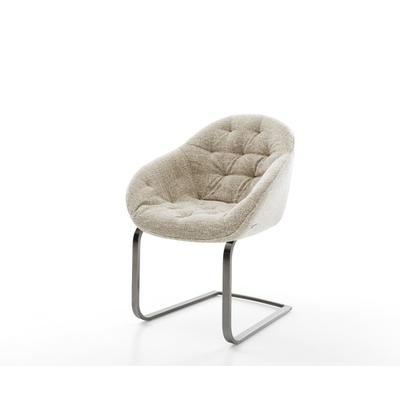 DELIFE Freischwinger Gaio-Flex Webstoff Soft Beige Freischwinger flach Graphit, Esszimmerstühle Image