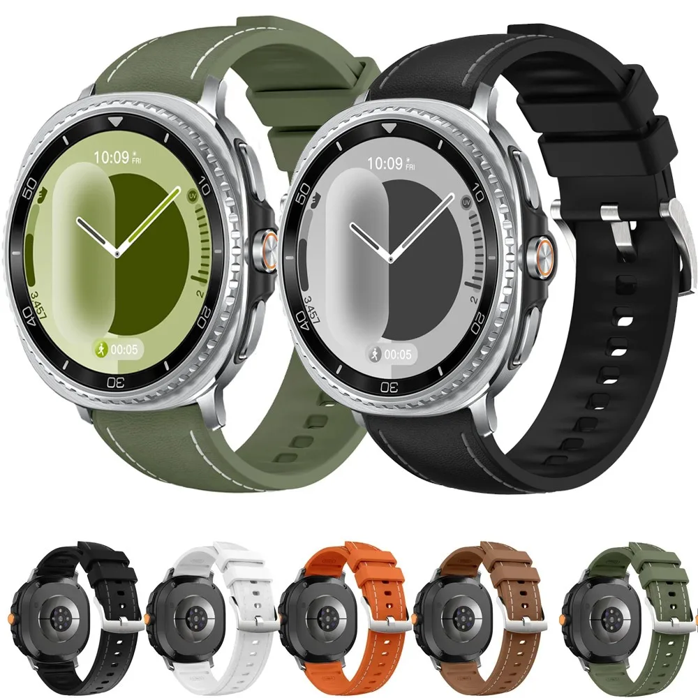 Original Silikon + Lederarmband für Samsung Galaxy Watch 8 Classic 46 mm atmungsaktives Armband für Galaxy Watch 8 40 mm 44 mm Correa Image
