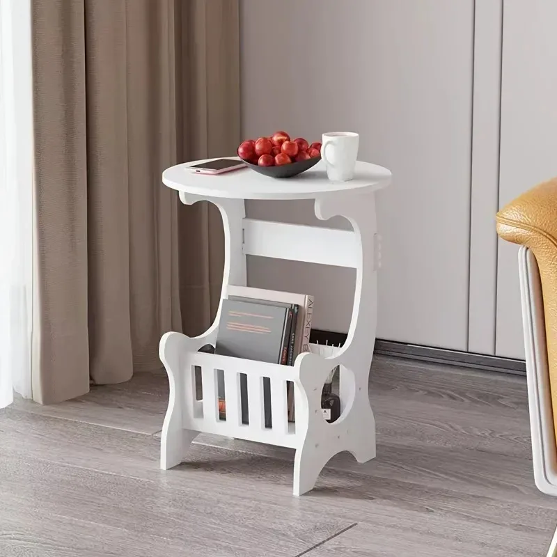 Mini runder Tisch Nachttisch Schlafzimmermöbel Moderner minimalistischer leichter Nachttisch Mini-Aufbewahrungsregal Aufbewahrungsschrank Image