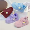 Kinder Freizeitschuhe Sneakers Cartoon Hello Kitty PU Leder Frühlingsschuhe für Mädchen Atmungsaktive Anti-Rutsch-Klettverschluss Rosa Lila Schuhe S