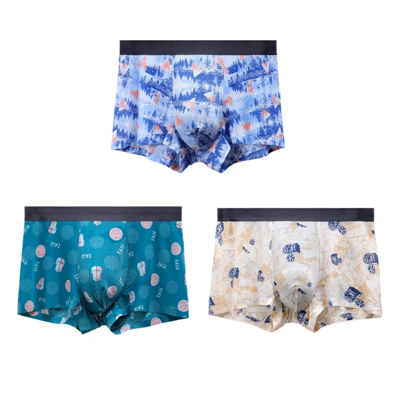 Herrenunterwäsche, Herren-Boxershorts, Eisseide, atmungsaktiv, antibakteriell, spurlos, Trend, große Sommer-Boxershorts, Kopfunterhose Image