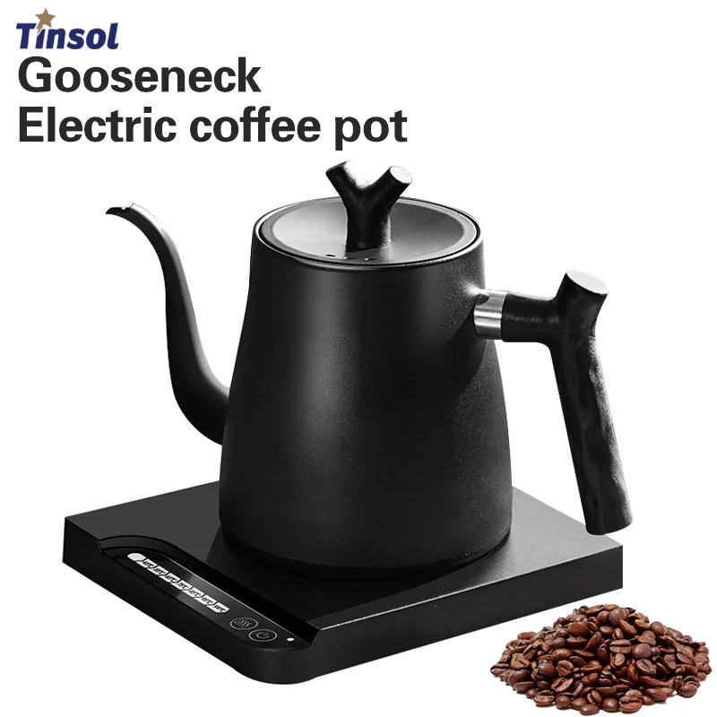 TINSOL 1L elektrischer Schwanenhals-Wasserkocher, manuelle Kaffeekanne, intelligente Teekanne, Wasserkocher mit Temperaturregelung, 1200 W, schnelles Aufheizen Image