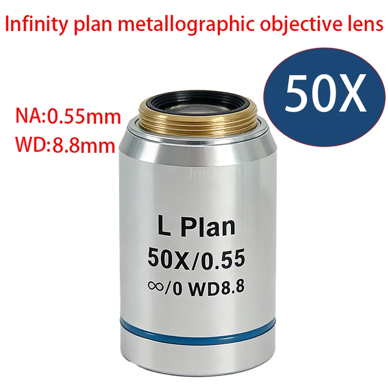 Infinity Long Working Distance 5X 10X 20X 50X 100X Metallurgisches Mikroskopplan Achromatisches Objektiv RMS-Gewindeschnittstelle Image