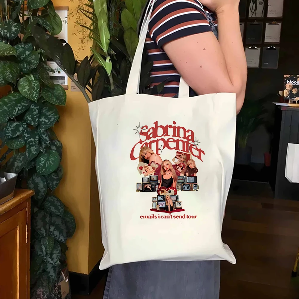 Sabrina Carpenter Casual Vielseitige Canvas Tote Bag Vintage Harajuku Print Y2K Sabrina Carpenter Damenmode Umhängetasche Image