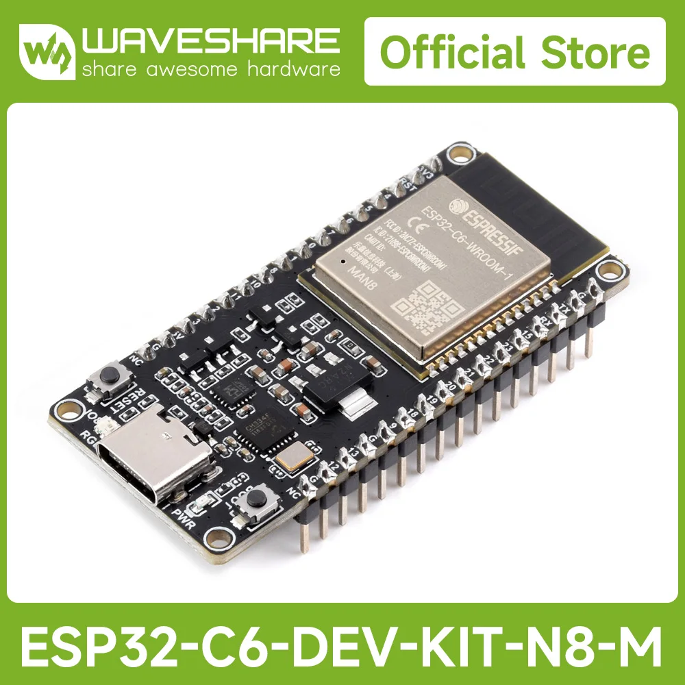 Waveshare ESP32-C6 Mikrocontroller, WiFi 6 Entwicklungsboard, 160 MHz Single-Core-Prozessor, ESP32-C6-WROOM-1-N8-Modul Image