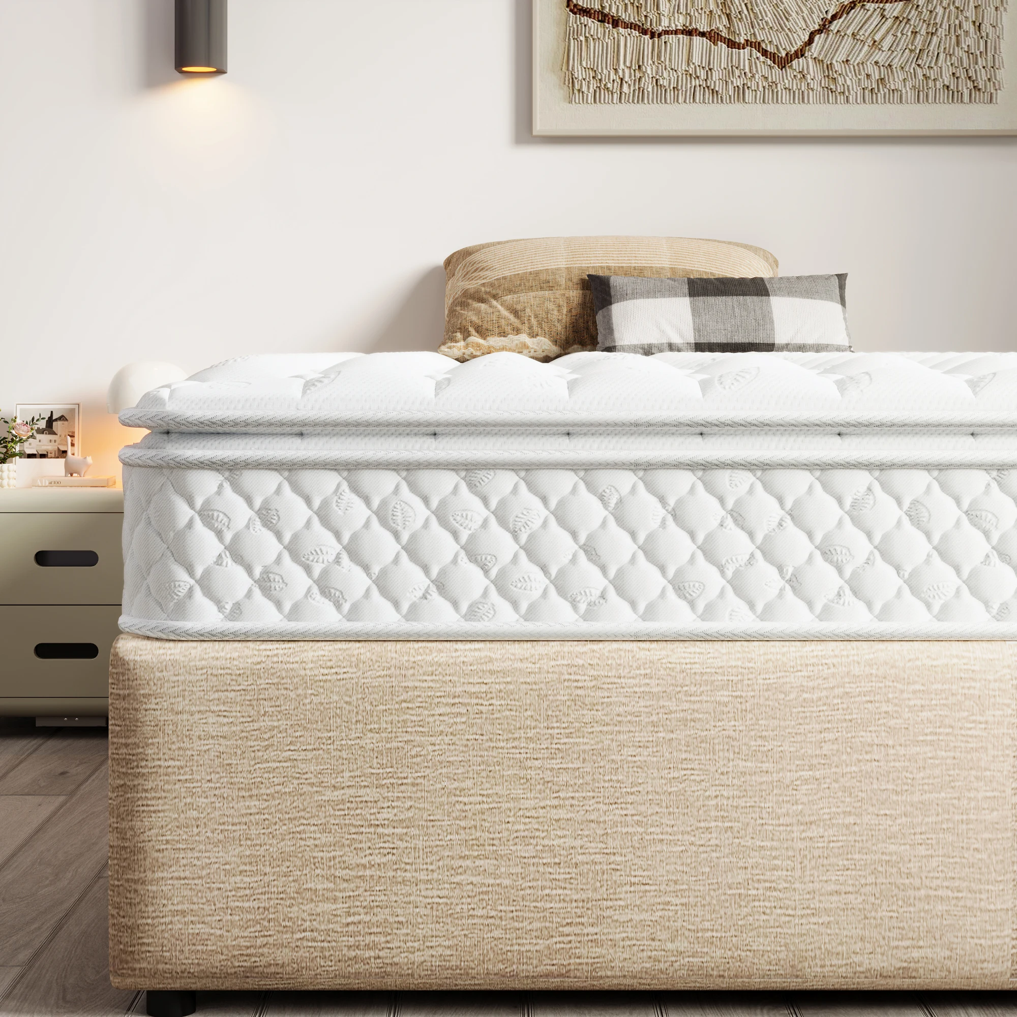 KOMHTOM Federkernmatratze, 7 Zonen Kaltschaum Taschenfederkern, versteppter Mikrofaserbezug-Topping, Härtegrad H3, 25cm Höhe